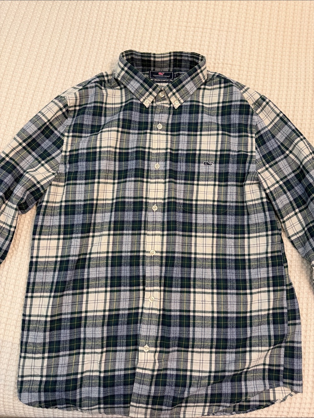 Vineyard Vines Green, Navy & White Plaid Slim-Fit Tucker Shirt